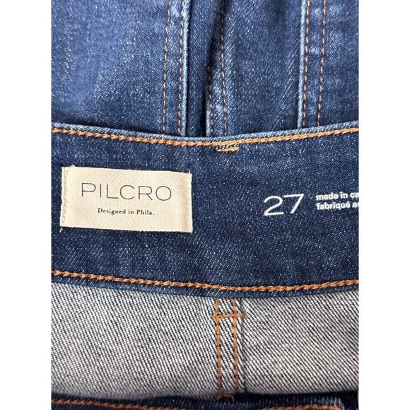 Anthropologie Jeans 27 Womens Pilcro The Skipper High Wide Crop Dark Denim - Picture 6 of 7